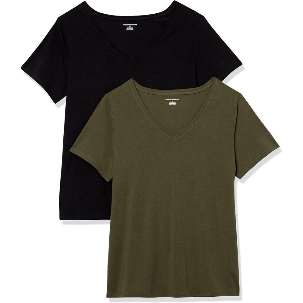 Women's Plus Size T-Shirt Cotton Modal V-Neck Short Sleeve Multipack